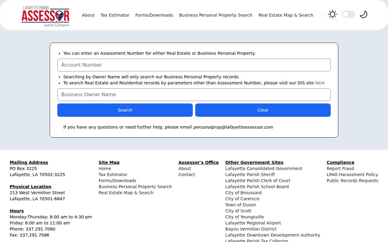 Lafayette residents directory Assessor property search