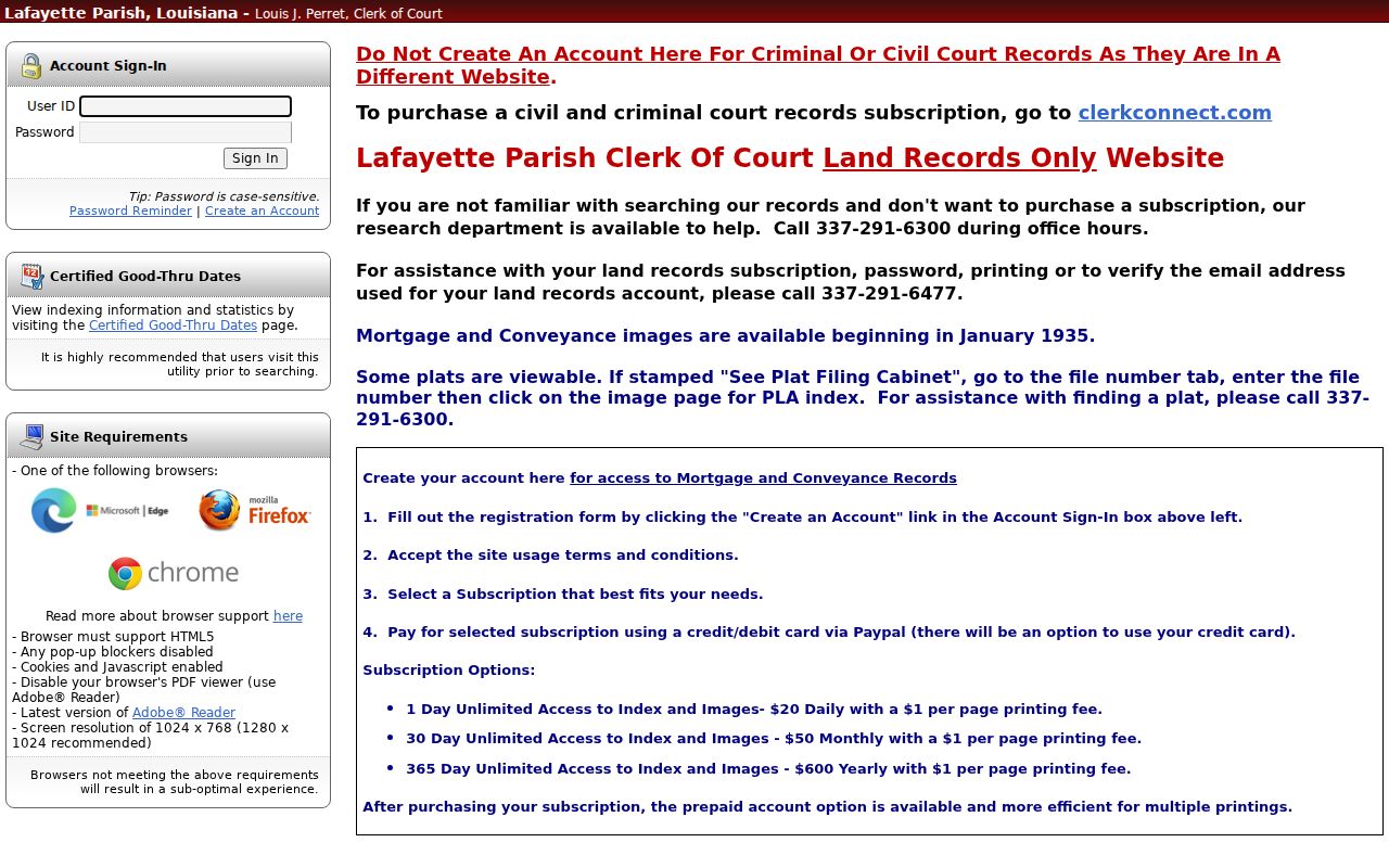 Lafayette residents directory Clerk land eSearch