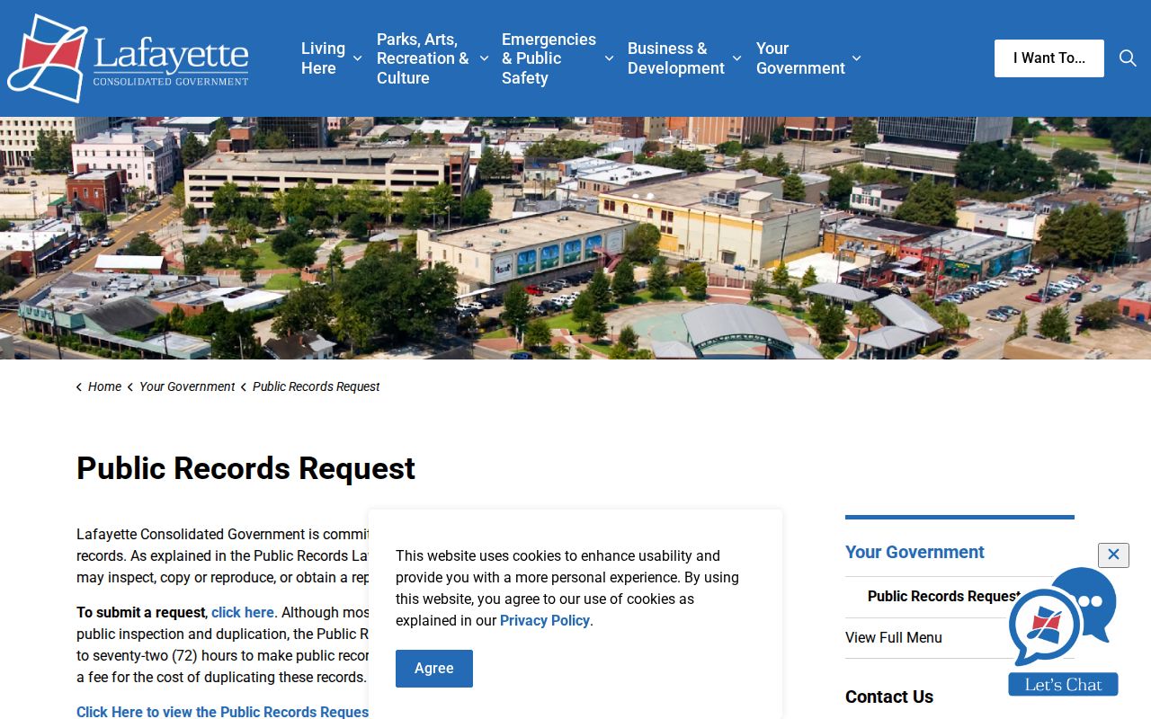 Lafayette residents directory public records request page