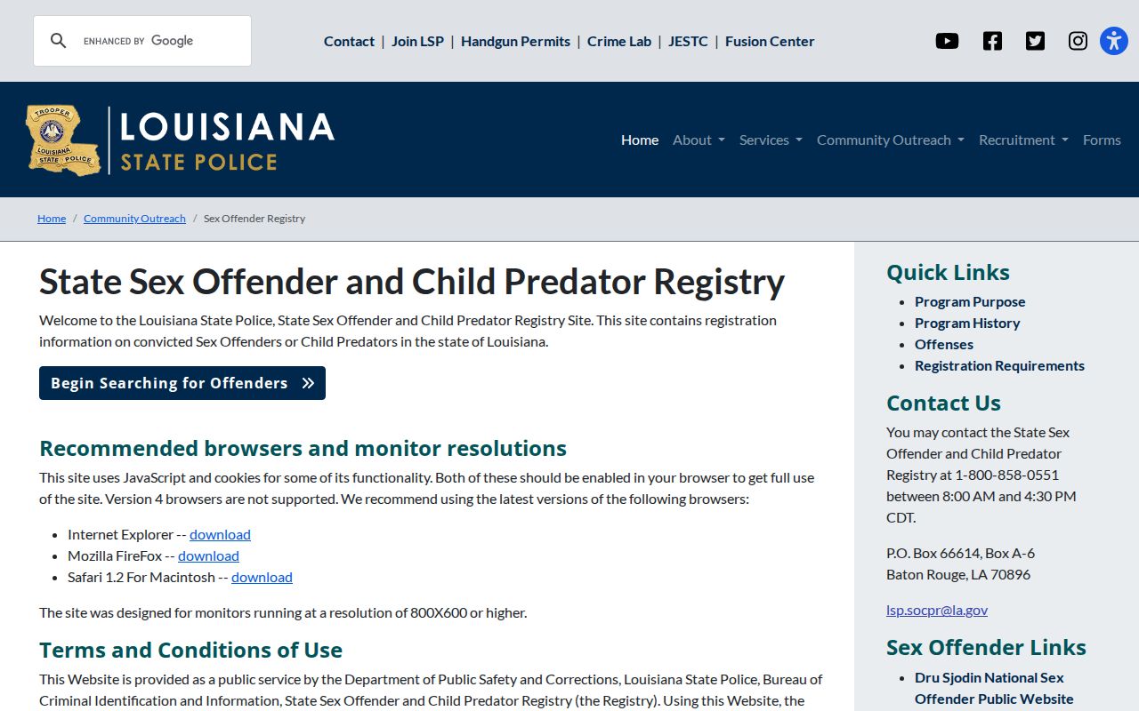 Lafayette residents directory state registry information