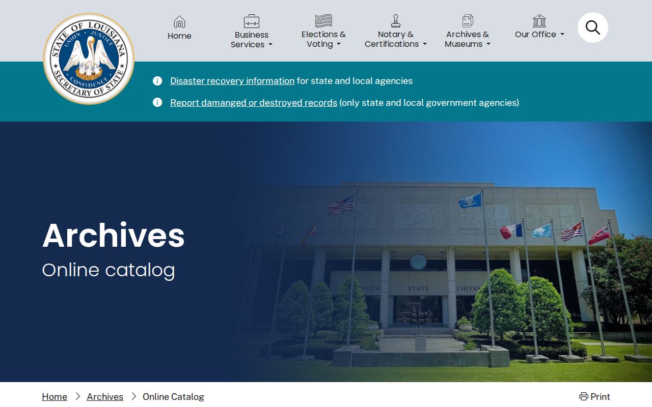 Lafayette resident lookup Louisiana State Archives catalog
